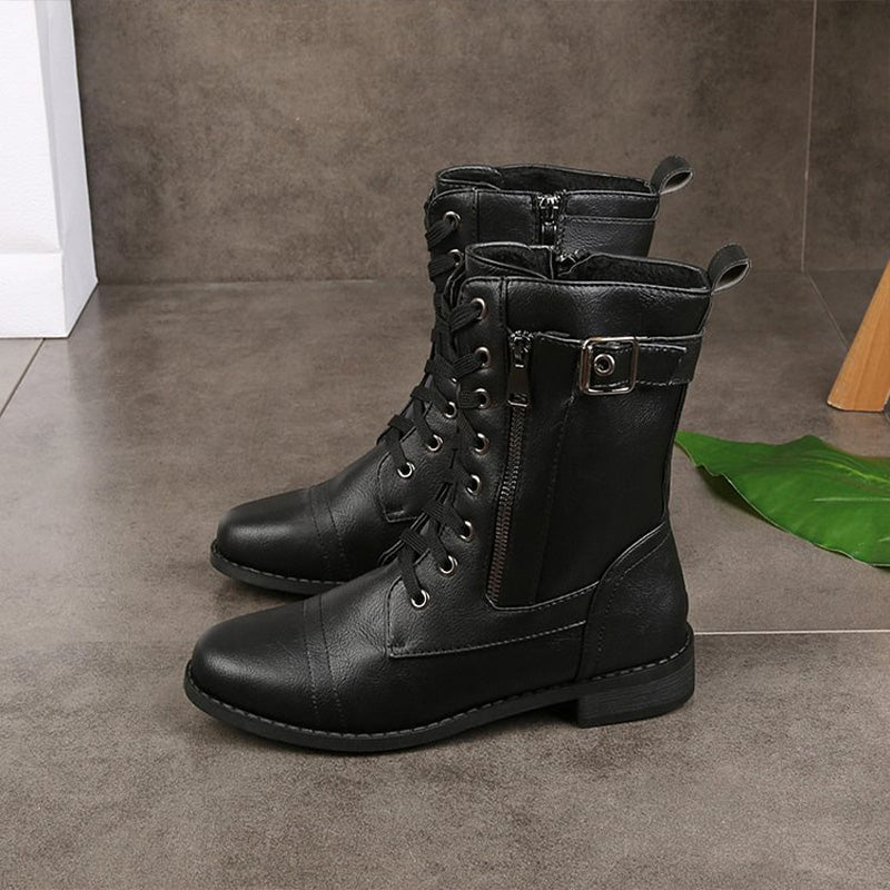 Women's Suede Mid-Calf Zip Boots — Brown
