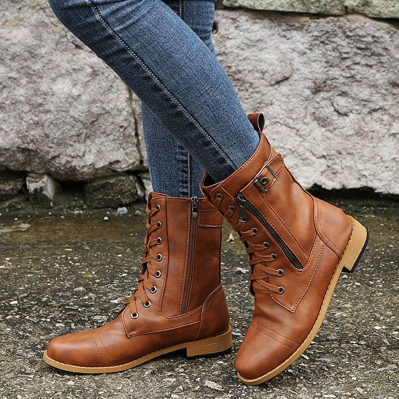 Women's Suede Mid-Calf Zip Boots — Black