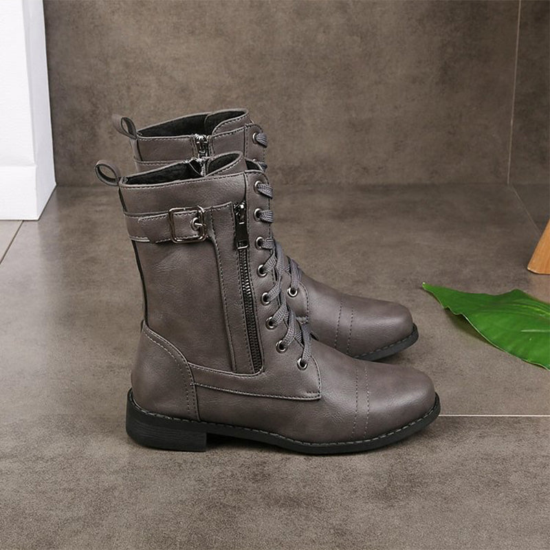 Women's Suede Mid-Calf Zip Boots — Black