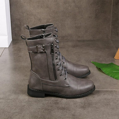 Women's Suede Mid-Calf Zip Boots — Black