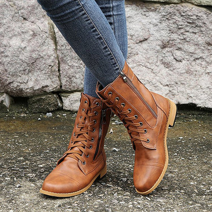Women's Suede Mid-Calf Zip Boots — Black