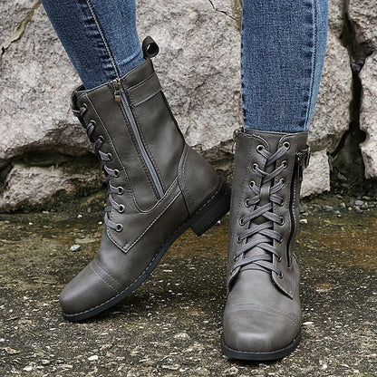 Women's Suede Mid-Calf Zip Boots — Black