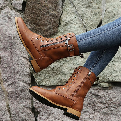 Women's Suede Mid-Calf Zip Boots — Black