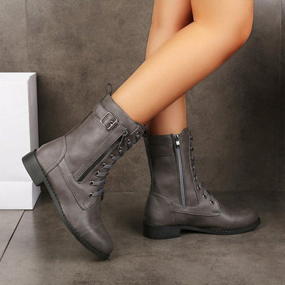 Women's Suede Mid-Calf Zip Boots — Black