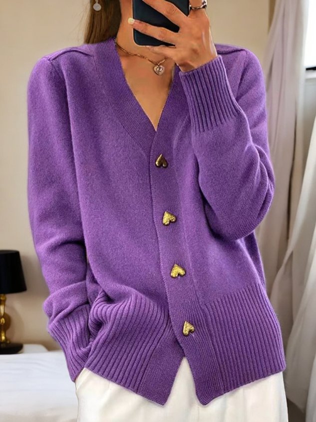 Paulina Women's Knit Vest with Heart Buttons