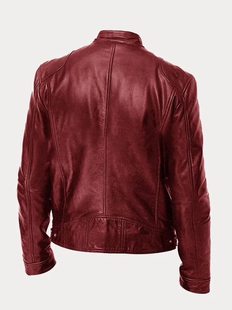 Dave Men's Biker Jacket – Trendy PU Leather with Classic Cut & Soft Cotton Lining