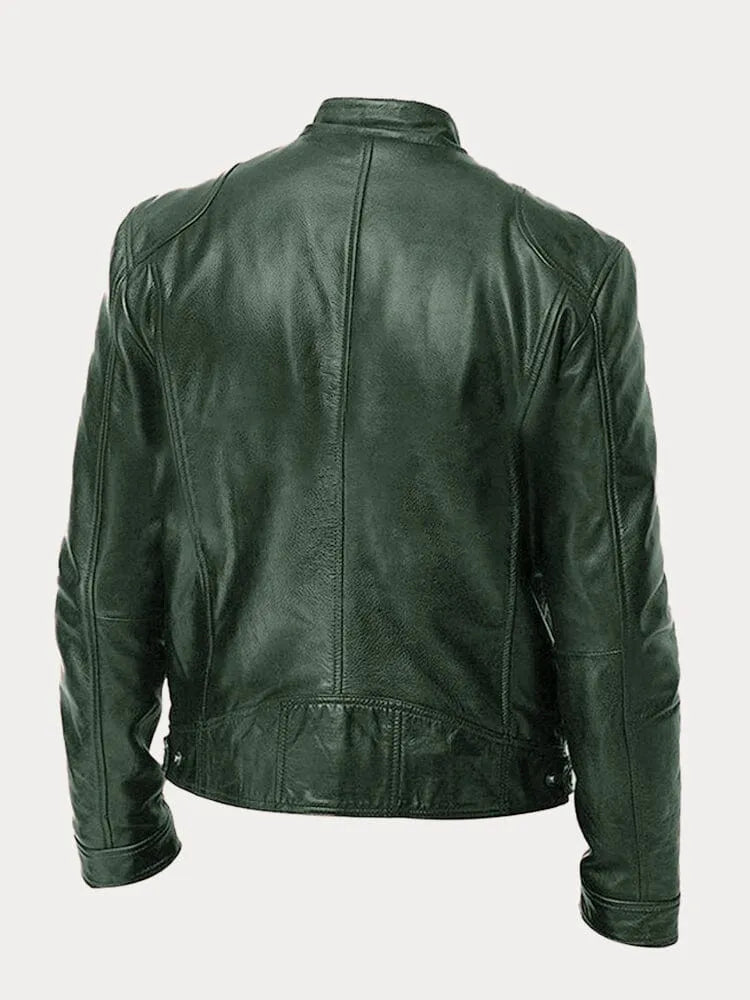 Dave Men's Biker Jacket – Trendy PU Leather with Classic Cut & Soft Cotton Lining