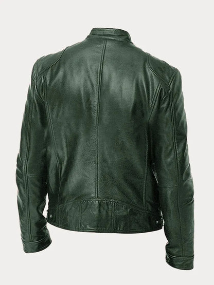 Dave Men's Biker Jacket – Trendy PU Leather with Classic Cut & Soft Cotton Lining