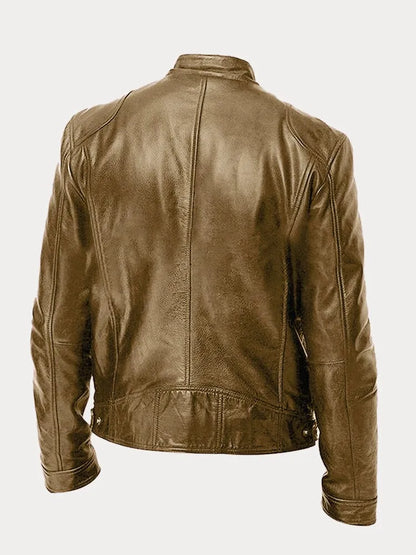 Dave Men's Biker Jacket – Trendy PU Leather with Classic Cut & Soft Cotton Lining