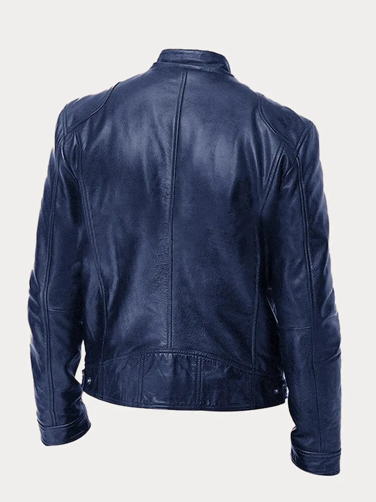 Dave Men's Biker Jacket – Trendy PU Leather with Classic Cut & Soft Cotton Lining