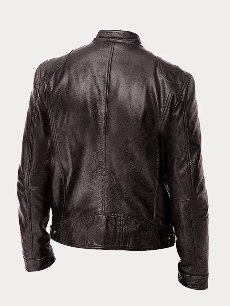 Dave Men's Biker Jacket – Trendy PU Leather with Classic Cut & Soft Cotton Lining