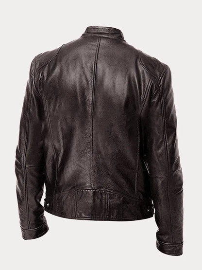 Dave Men's Biker Jacket – Trendy PU Leather with Classic Cut & Soft Cotton Lining