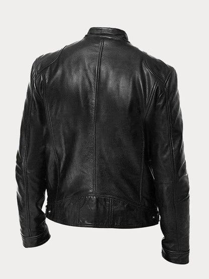 Dave Men's Biker Jacket – Trendy PU Leather with Classic Cut & Soft Cotton Lining