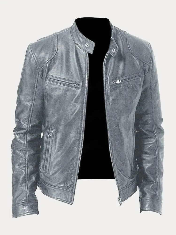 Dave Men's Biker Jacket – Trendy PU Leather with Classic Cut & Soft Cotton Lining