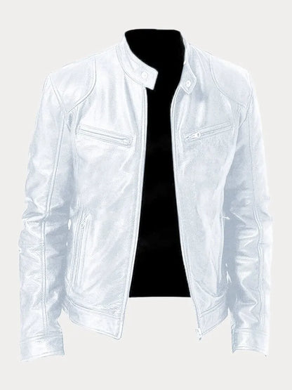 Dave Men's Biker Jacket – Trendy PU Leather with Classic Cut & Soft Cotton Lining