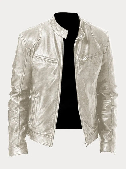 Dave Men's Biker Jacket – Trendy PU Leather with Classic Cut & Soft Cotton Lining