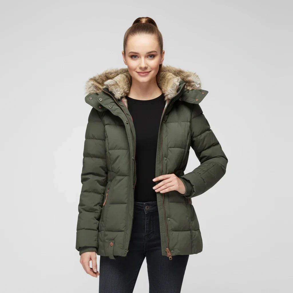 Women's Quilted Hooded Puffer Jacket — Black