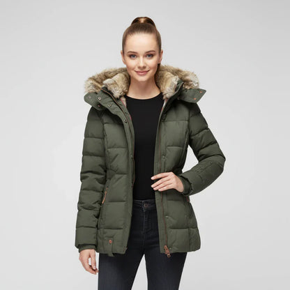 Women's Quilted Hooded Puffer Jacket — Black