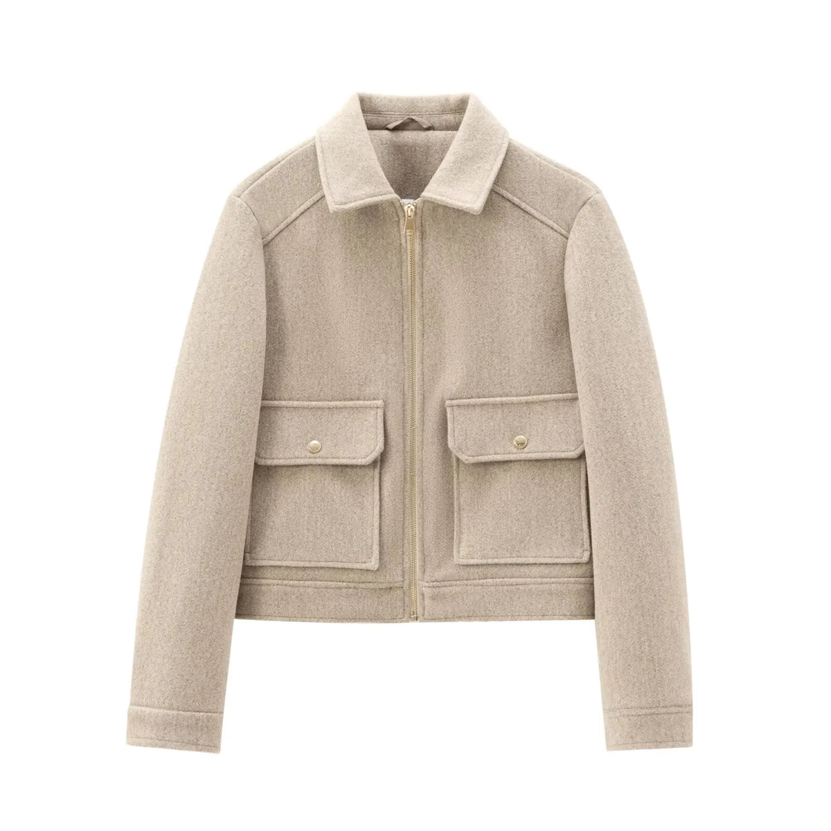 Women's Cropped Zip Bomber Jacket — Brown