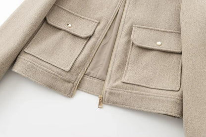 Women's Cropped Zip Bomber Jacket — Green