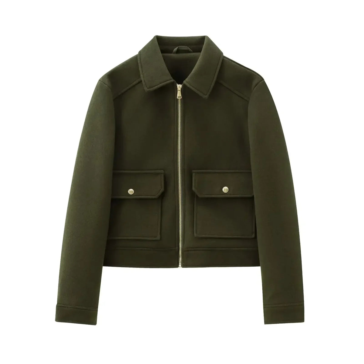 Women's Cropped Zip Bomber Jacket — Brown