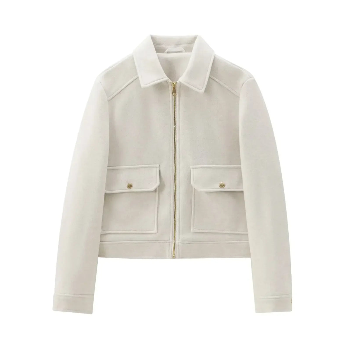 Women's Cropped Zip Bomber Jacket — Brown