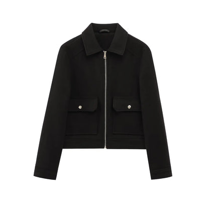 Women's Cropped Zip Bomber Jacket — Khaki